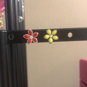 Red and yellow flower earrings
